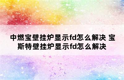 中燃宝壁挂炉显示fd怎么解决 宝斯特壁挂炉显示fd怎么解决